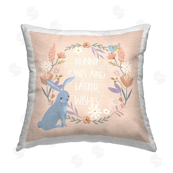 Stupell Industries Nina Blue | Bunny Kisses Easter Wishes Printed Throw Pillow