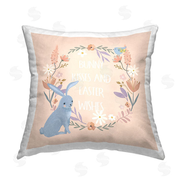 stupell industries Nina Blue | Bunny Kisses Easter Wishes Printed Throw Pillow