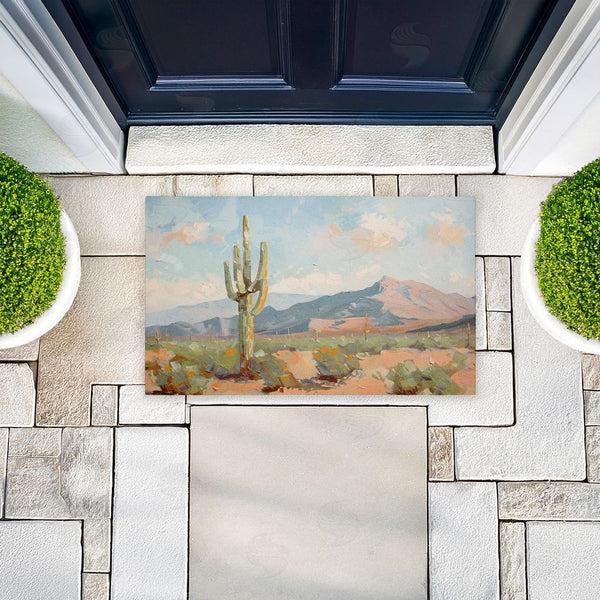 Stupell Industries Nina Blue | Cactus & Mountain View Non-Woven Door Mat