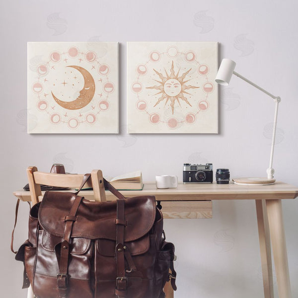 Stupell Industries Nina Blue | Celestial Sun Moon Phases Astrology Wall Art