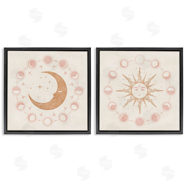 Stupell Industries Nina Blue | Celestial Sun Moon Phases Astrology Wall Art