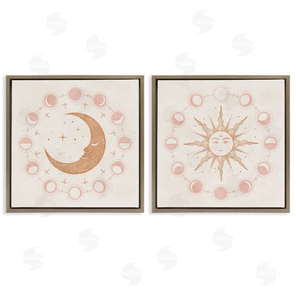 Stupell Industries Nina Blue | Celestial Sun Moon Phases Astrology Wall Art