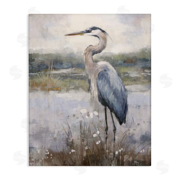 stupell industries Nina Blue | Coastal Heron on Riverbank Wall Art