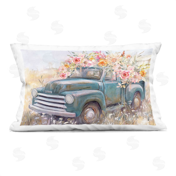 stupell industries Nina Blue | Country Cargo Flower Truck Printed Throw Pillow