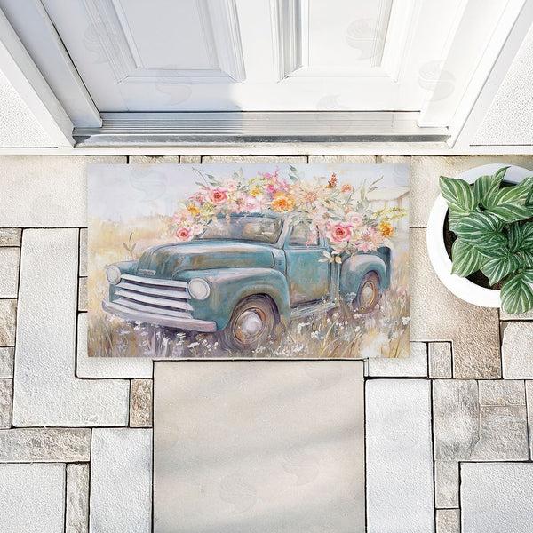 Stupell Industries Nina Blue | Country Cargo Roses Non-Woven Door Mat