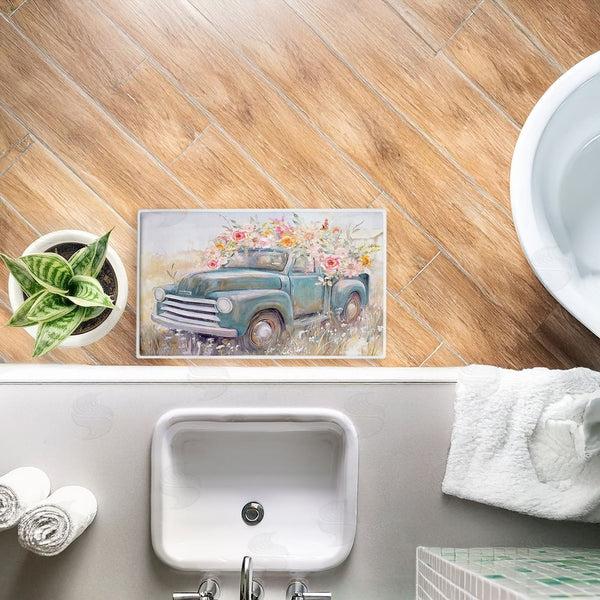Stupell Industries Nina Blue | Country Cargo Roses Plush Bath Mat