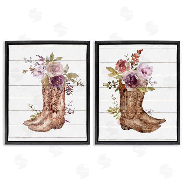 Stupell Industries Nina Blue | Country Floral Boho Boots Wall Art