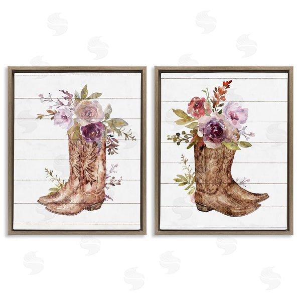 Stupell Industries Nina Blue | Country Floral Boho Boots Wall Art