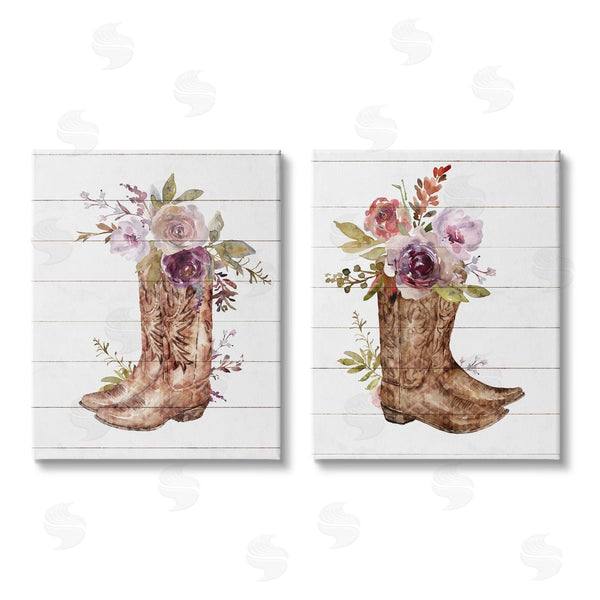 stupell industries Nina Blue | Country Floral Boho Boots Wall Art