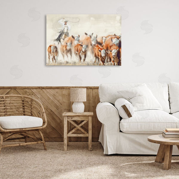 Stupell Industries Nina Blue | Cowboy Cattle Roundup Wall Art