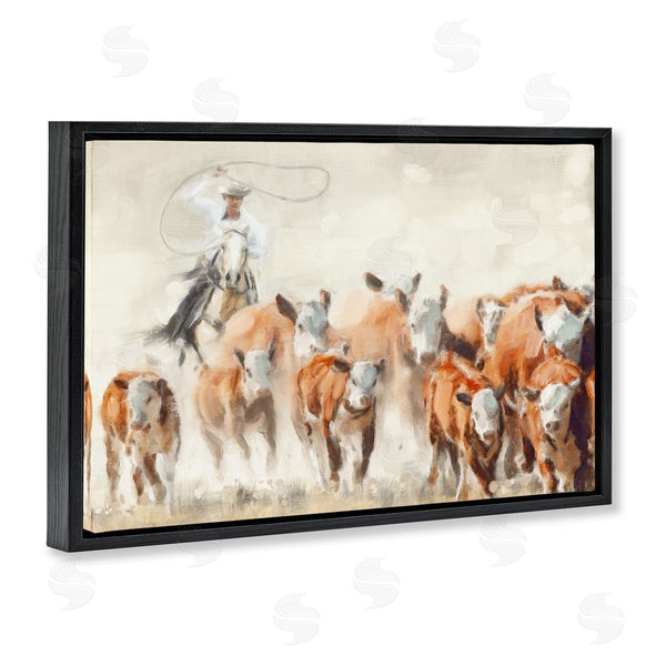 Stupell Industries Nina Blue | Cowboy Cattle Roundup Wall Art
