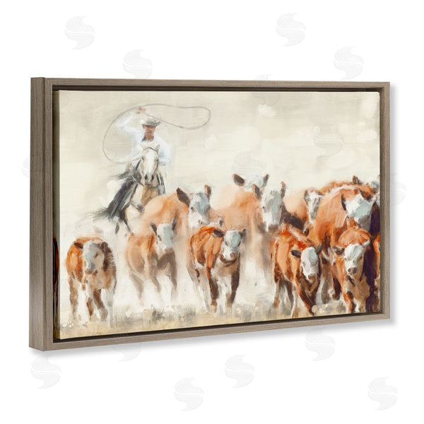 Stupell Industries Nina Blue | Cowboy Cattle Roundup Wall Art