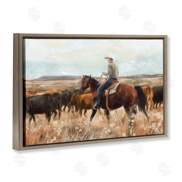 Stupell Industries Nina Blue | Cowboy Rounding Cattle