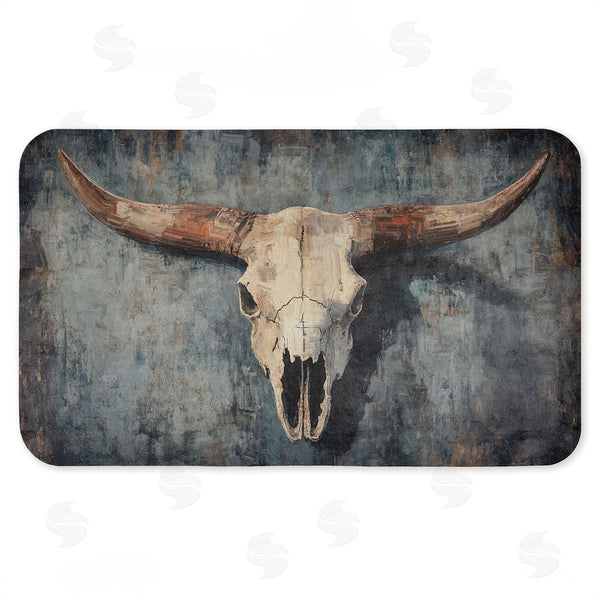 stupell industries Nina Blue | Dark Vintage Cow Skull Anti-Fatigue Mat