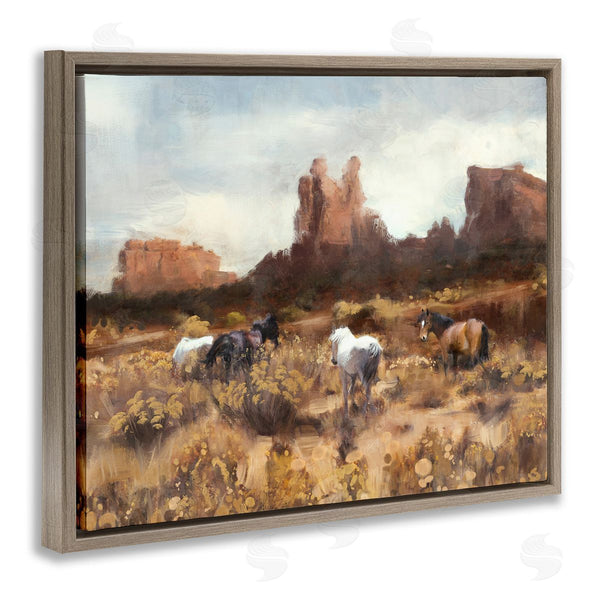 Stupell Industries Nina Blue | Desert Horses Landscape