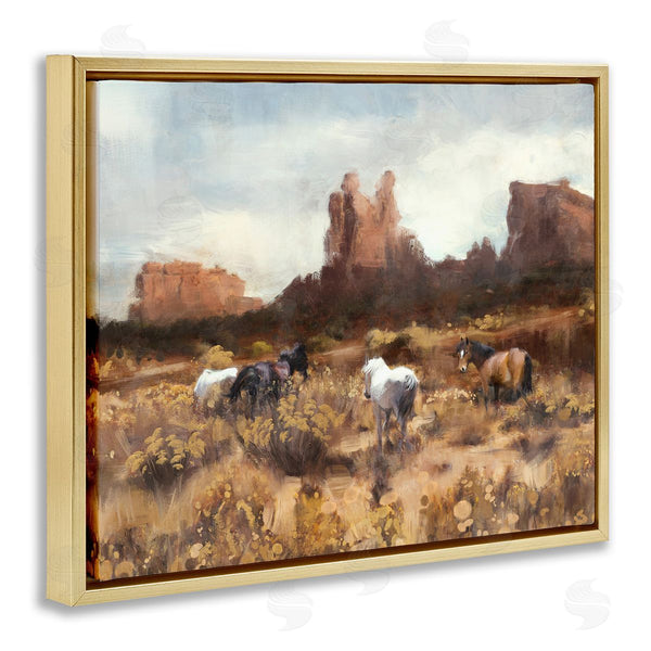 Stupell Industries Nina Blue | Desert Horses Landscape