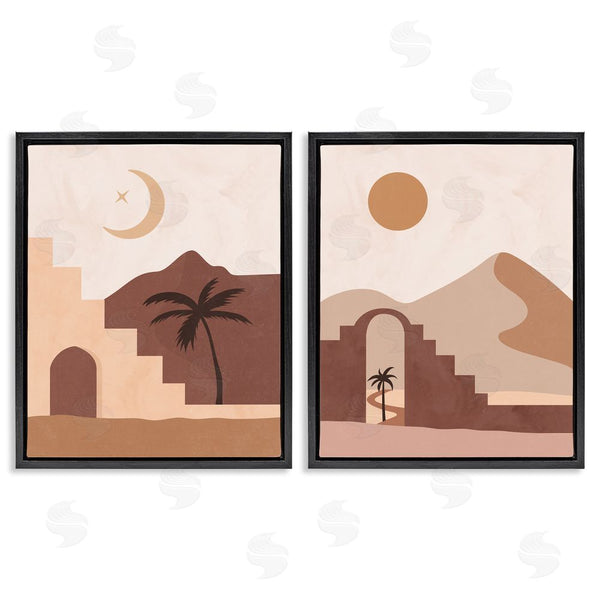 Stupell Industries Nina Blue | Desert Oasis Retreat Day Night Palm Dune Wall Art