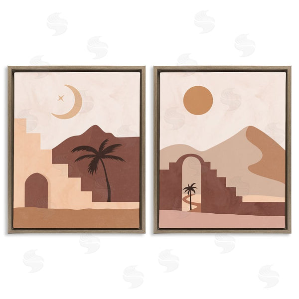 Stupell Industries Nina Blue | Desert Oasis Retreat Day Night Palm Dune Wall Art