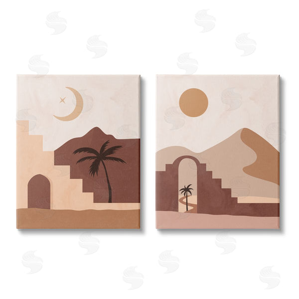stupell industries Nina Blue | Desert Oasis Retreat Day Night Palm Dune Wall Art
