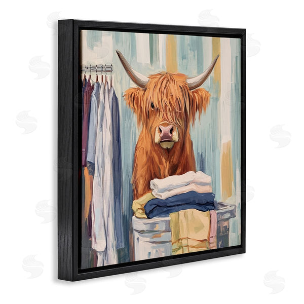 Stupell Industries Nina Blue | Folding Fun Laundry Cow