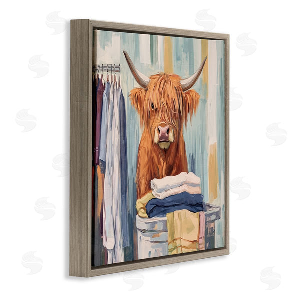 Stupell Industries Nina Blue | Folding Fun Laundry Cow