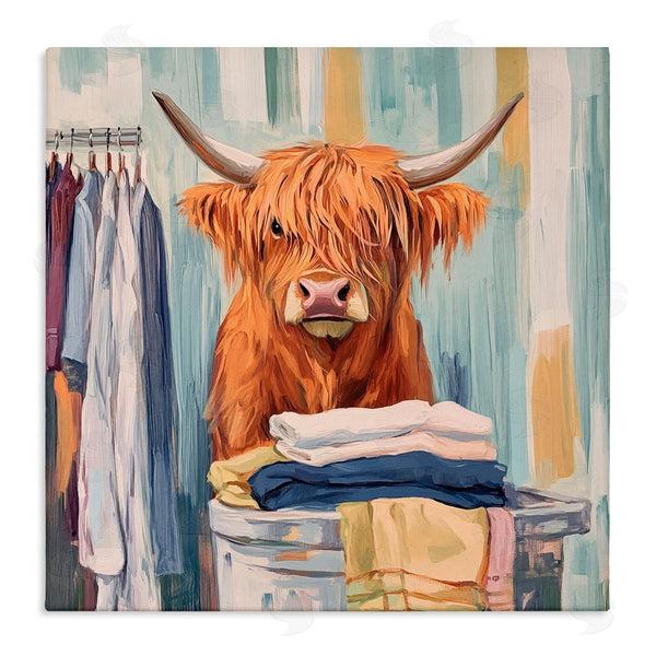 stupell industries Nina Blue | Folding Fun Laundry Cow