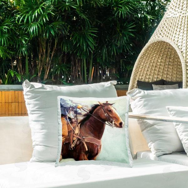 Stupell Industries Nina Blue | Galloping Western Cowboy Printed Throw Pillow