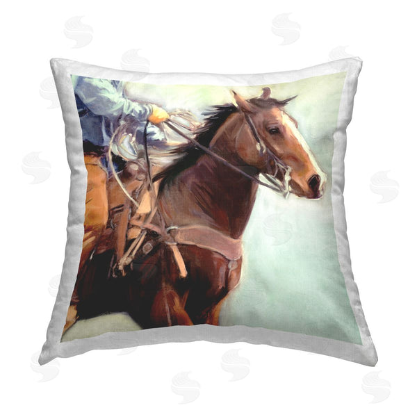 stupell industries Nina Blue | Galloping Western Cowboy Printed Throw Pillow
