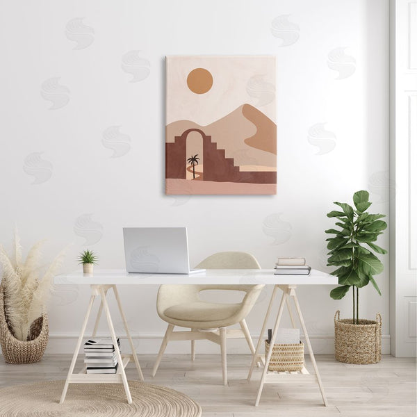 Stupell Industries Nina Blue | Giant Sand Dune Deserted Buildings Oasis Daylight Illusion Wall Art
