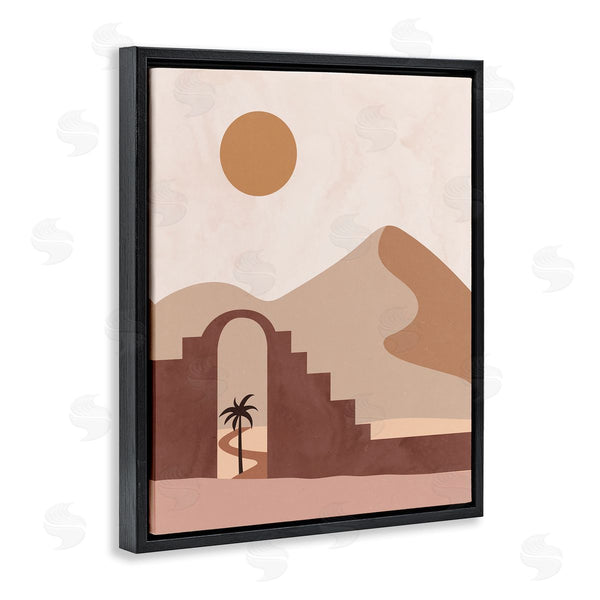Stupell Industries Nina Blue | Giant Sand Dune Deserted Buildings Oasis Daylight Illusion Wall Art
