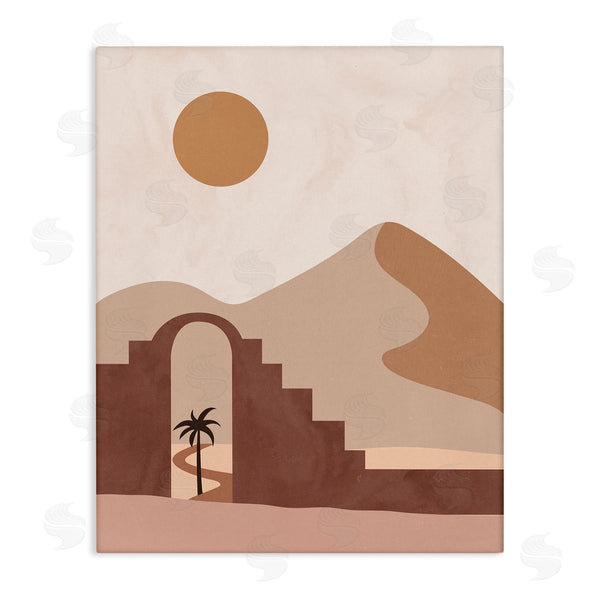 stupell industries Nina Blue | Giant Sand Dune Deserted Buildings Oasis Daylight Illusion Wall Art