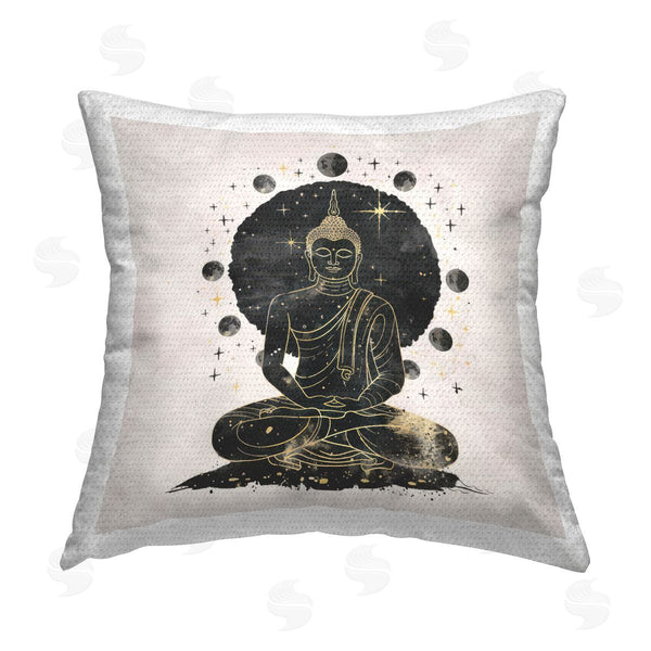 Stupell Industries Nina Blue | Gilded Sitting Buddha Printed Throw Pillow