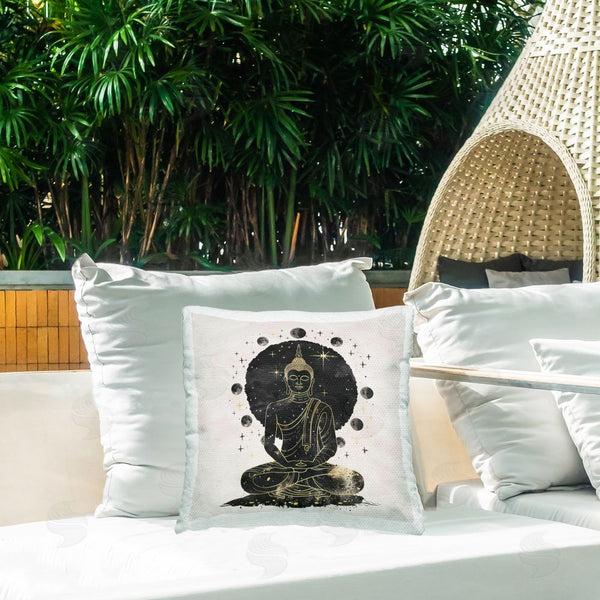 Stupell Industries Nina Blue | Gilded Sitting Buddha Printed Throw Pillow