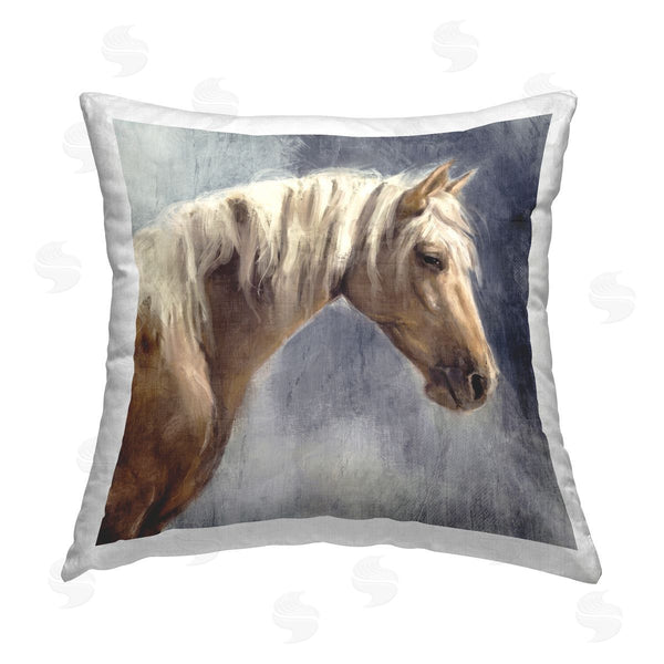 stupell industries Nina Blue | Golden Boy Horse Portrait Printed Throw Pillow
