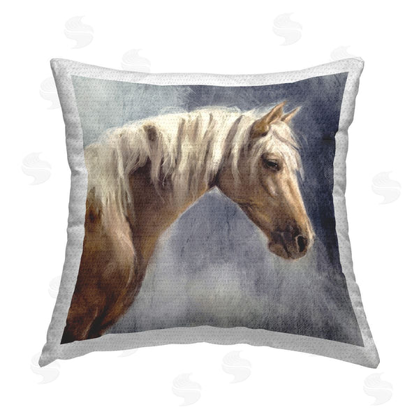 Stupell Industries Nina Blue | Golden Boy Horse Printed Throw Pillow