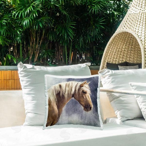 Stupell Industries Nina Blue | Golden Boy Horse Printed Throw Pillow