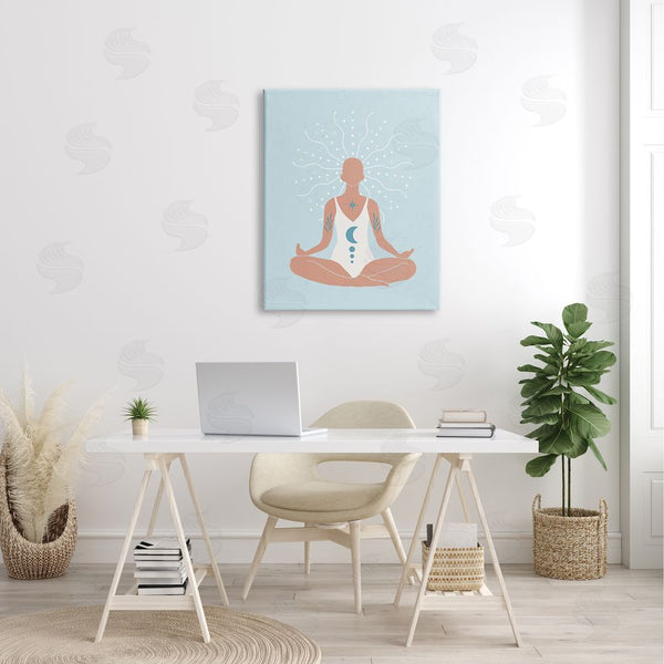 Stupell Industries Nina Blue | Mindful Tai Chi Human Meditation Stellar Energy Tuning Wall Art