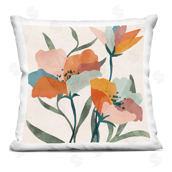 stupell industries Nina Blue | Modern Orange Pink Flower Petals Blossoms Printed Throw Pillow