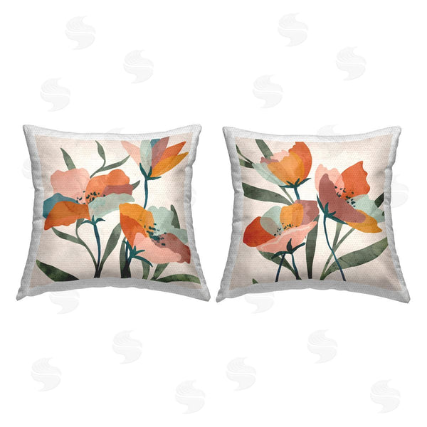Stupell Industries Nina Blue | Modern Vivid Blocked Flower Petal Botanicals Printed Throw Pillow Set