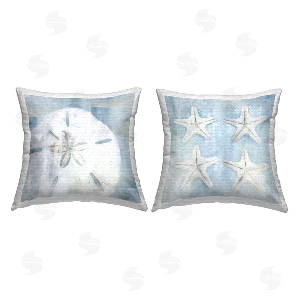 Stupell Industries Nina Blue | Muted Blue Beach Starfish Printed Throw Pillow Set