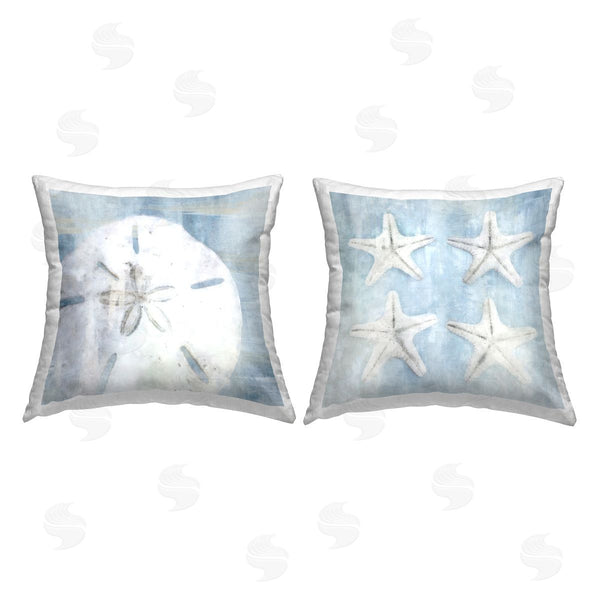 stupell industries Nina Blue | Muted Blue Beach Starfish Printed Throw Pillow Set