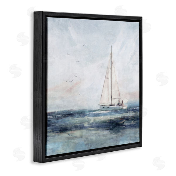 Stupell Industries Nina Blue | Nautical Sailboat Soaring Ocean Birds Wall Art