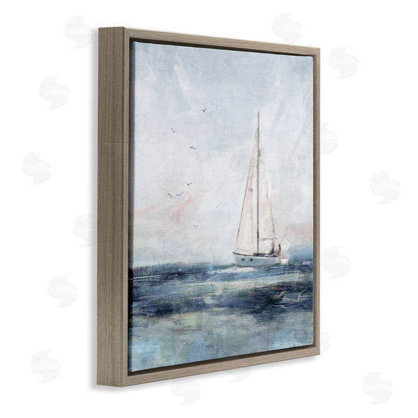 Stupell Industries Nina Blue | Nautical Sailboat Soaring Ocean Birds Wall Art