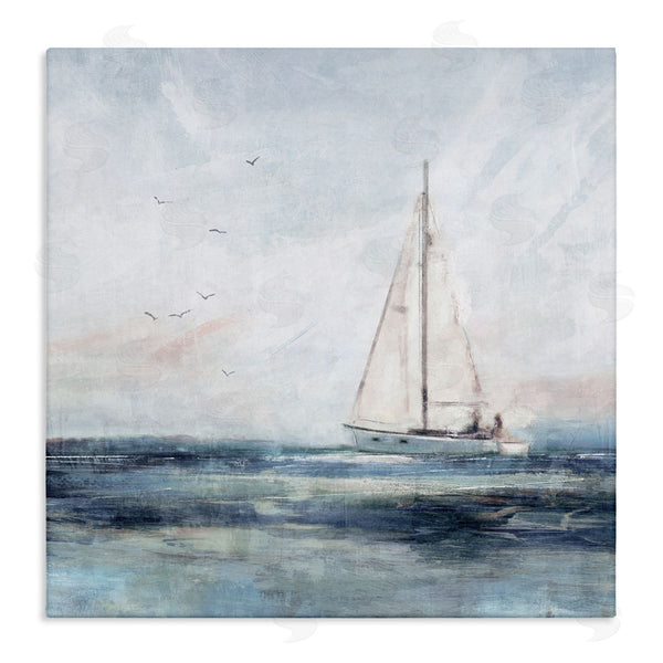 stupell industries Nina Blue | Nautical Sailboat Soaring Ocean Birds Wall Art