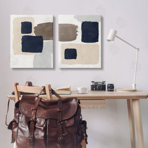 Stupell Industries Nina Blue | Navy Brown Blocked Wall Art