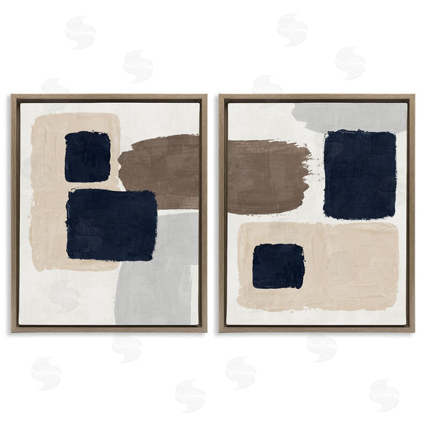 Stupell Industries Nina Blue | Navy Brown Blocked Wall Art