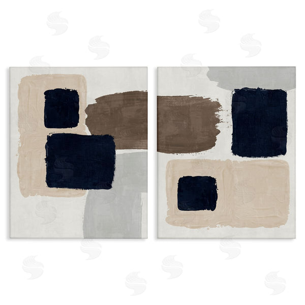stupell industries Nina Blue | Navy Brown Blocked Wall Art