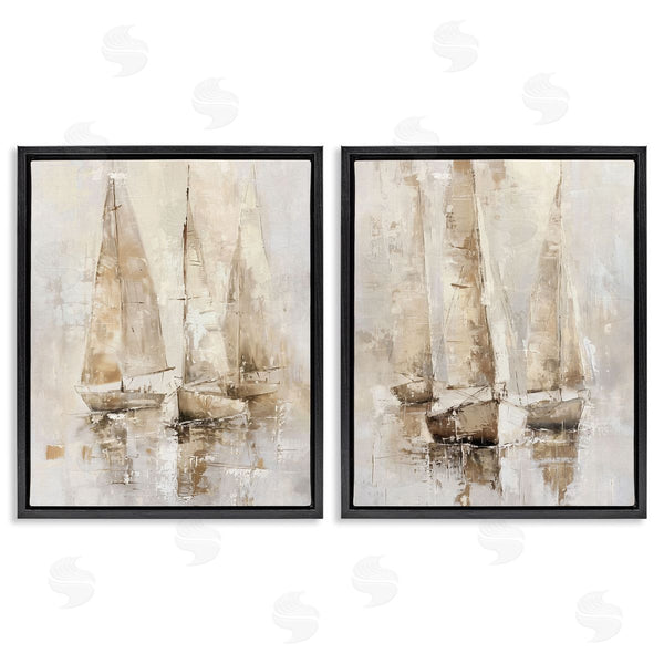 Stupell Industries Nina Blue | Neutral Toned Sailboats
