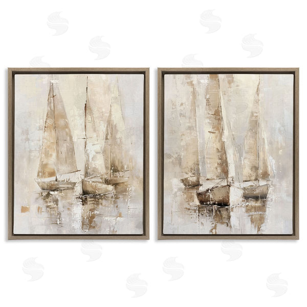 Stupell Industries Nina Blue | Neutral Toned Sailboats