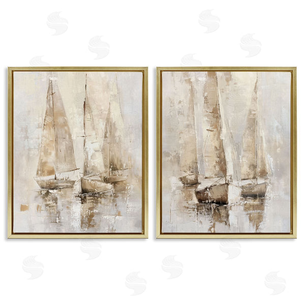 Stupell Industries Nina Blue | Neutral Toned Sailboats
